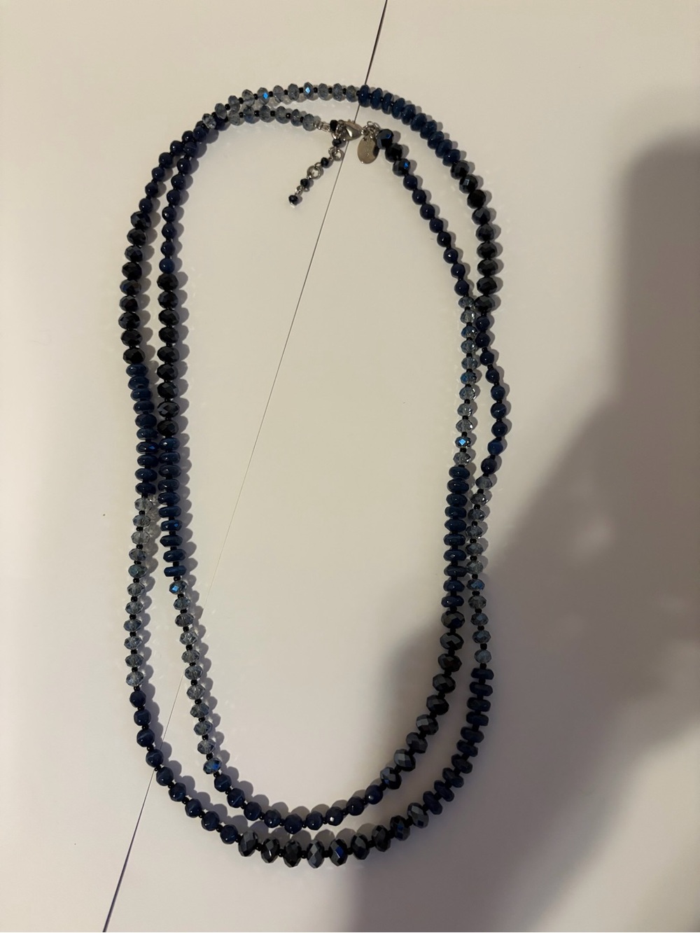 White House Black Market Navy and Varying Blue shades Faceted Layered Necklace